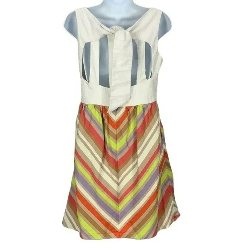 Judith March Style Number 545D-5 Sleeveless striped‎ boho boutique Large Dress